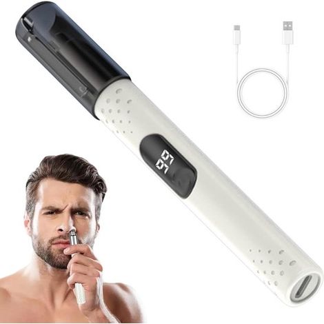 Tondeuse à poils de nez pour homme – Tondeuse à nez – Tondeuse à sourcils – Tondeuse à nez rechargeable – Tondeuse visage – ABS – Blanc