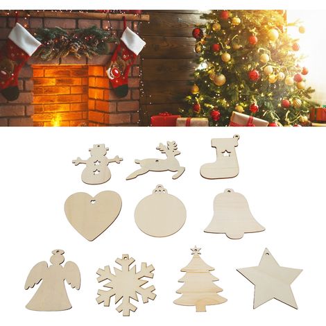 Christbaumschmuck aus Holz, 100 Stück, geschnitztes Holz, Weihnachtsdekoration, Anhänger, Wohnaccessoires (1/5)
