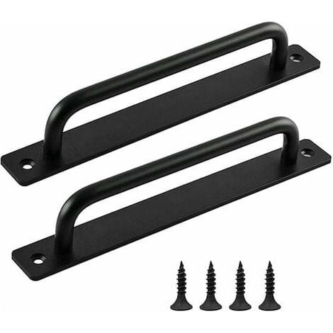 ZVD - Tirador para puerta corrediza, 2 piezas, tirador para puerta de granero, tirador negro, tiradores para puerta interior y exterior con tornillos, para cocina, muebles, armarios, puertas (1/4)