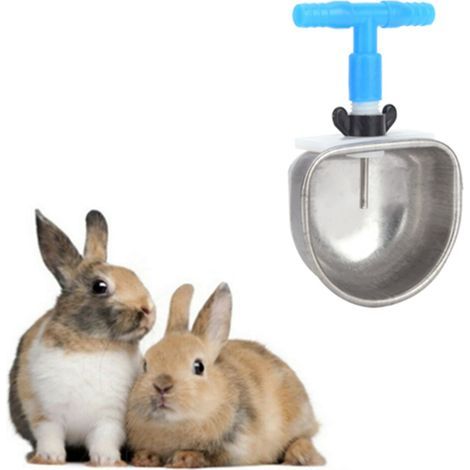 10 Pièces Abreuvoir en Acier Inoxydable pour Lapins, Bol d'Eau et Accessoires de Nourriture pour Renards et Martres (Raccord en T Inclus) (1/5)
