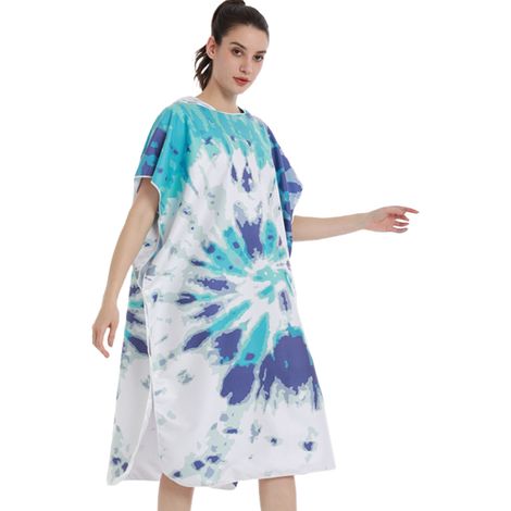 Peignoir de plage à capuche, poncho de bain double face en peluche avec fermeture éclair, peignoir de plage pour se changer après le surf (1/5)