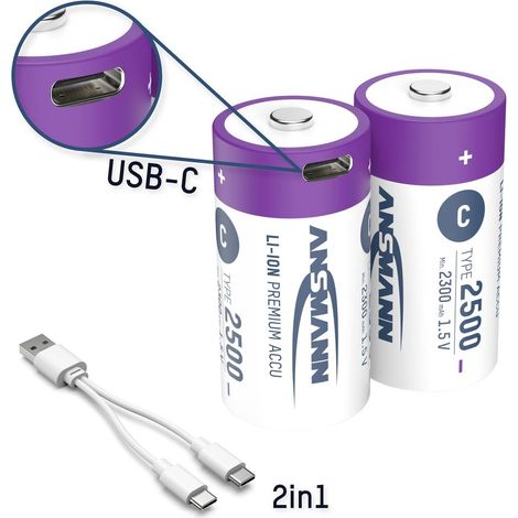 ANSMANN Batterie Baby-C Li-Ion, type 2500 (min. 2300mAh), 2 pièces