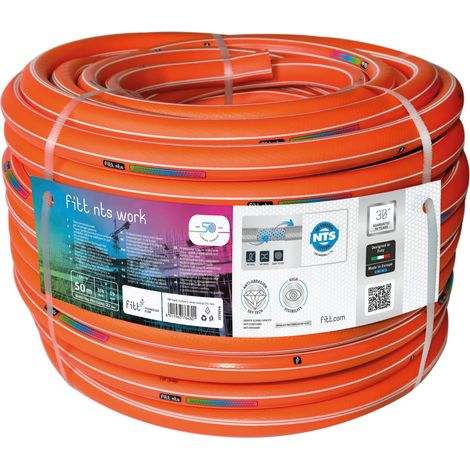 Fitt – Tuyau d'arrosage 50m Ø 3/4" – Technologie NTS pour absence de torsions – Résistant aux UV et aux températures de -20 à +60°C – Pour chantiers