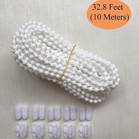 10-meter beaded chain with 10 beaded buttons, 4.56MM curtain beaded chain accessories for Venetian blinds and roller blinds. (1/5)