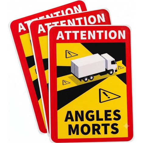 Autocollants Angles Morts Camion, Lot de 3, 17 x 25 cm, Réfléchissants Pour véhicules lourds, camping-cars et utilitaires de plus de 3,5 t pose rapide, visibilité jour/nuit, usage extérieur. (1/5)