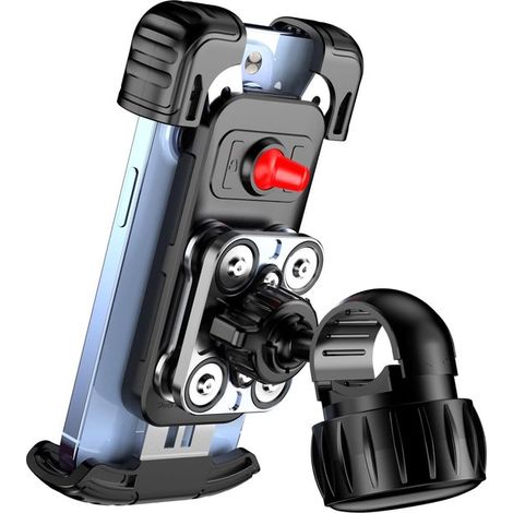 Supporto per telefono da auto, supporto universale per smartphone, supporto per telefono regolabile, cruscotto e girevole a 720°, silicone antiurto, ABS nero + acciaio inossidabile (1/5)