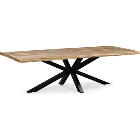 Table à manger 220 x 110 cm Théo manguier pied métal (1/5)