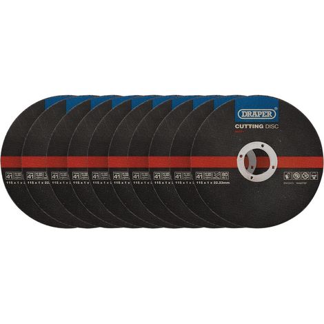 Draper Metal Cutting Discs – 115 x 1 x 22.23mm, Pack of 10, Suitable for Cutting Metal and Steel (1/2)