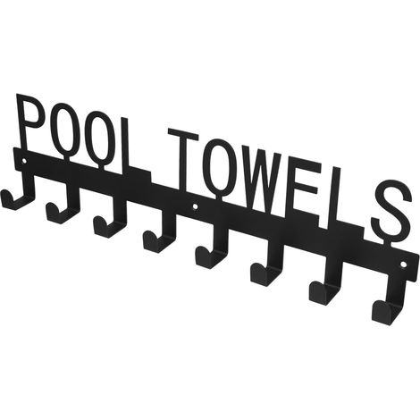 Porte-serviettes extérieur en fer noir pour piscine, porte-manteaux (1/5)