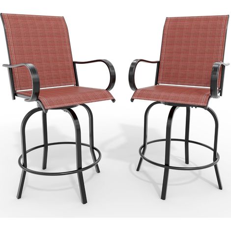 GARVEE - Tabouret de bar pivotant 2 pièces textilène résistant UV - Hauteur 70cm pour terrasse jardin balcon(Rouge) (1/5)