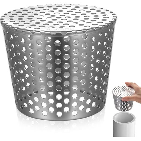 Couvercle de bonde monobloc en acier inoxydable, taille 90-110 mm, avec bouchon de vidange conique de 110 mm. (1/5)