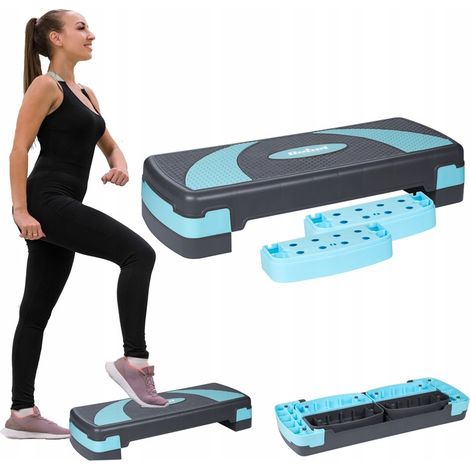 Step aerobico da 78 cm per esercizi di fitness, piattaforma modulare regolabile su 3 livelli. (1/5)