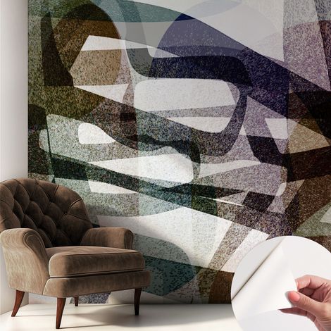 Papier peint adhésif décoratif pour salon chambre et cuisine Facile à poser avec colle Arcs colorés 250x250 cm (1/5)