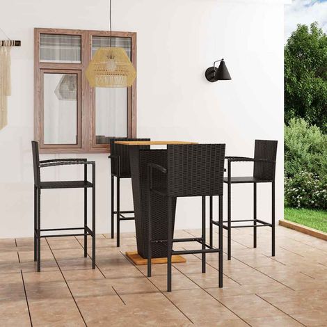 Ensemble Table de bar + 4 Chaises de bar de jardin - Table Haute avec 4 Tabourets Noir BV238739 - BonneVie (1/5)