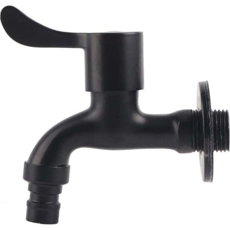 Robinet d'eau de jardin à montage mural noir en acier inoxydable 304 pour salle de bains (machine à laver) (1/4)