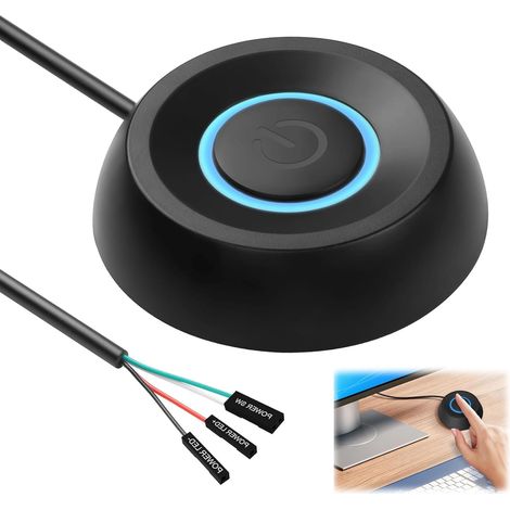 Commutateur de Bureau, Interrupteur d'alimentation Externe, ordinateur de bureau, bouton d'alimentation, Interrupteur d'alimentation Externe, avec câble PVC de 1,8 m, lumière LED (1/5)