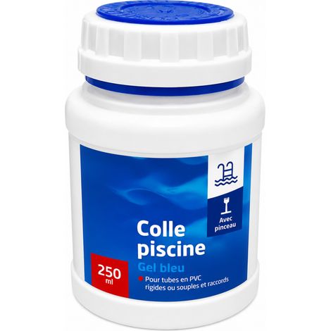 colle bleu 250 ml piscine pour PVC souple avec pinceau - jardiboutique