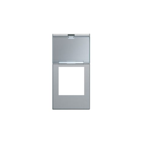 Enjoliveur prise RJ45 gallery avec porte-étiquette 1 module titane (WXD205T) (1/2)