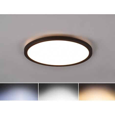 Flache LED Deckenleuchte AUREO Schwarz dimmbar RGB Farbwechsler, Ø 29cm (1/5)
