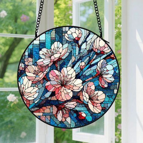 20cm Suspension Vitrail pour Fenêtre, Vitrail Floral Accroche-Soleil, Décoration de Fenêtre, Cadeau pour Amateurs de Plantes, Cadeaux Souvenir pour Couples, Meilleur Ami, Famille, Collègue, Camarade (1/5)
