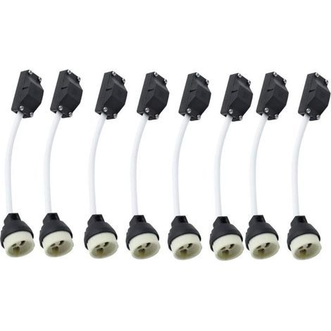 Lot de 10 douilles en céramique GU10 avec connecteur de câble 2 A 250 V GU10 douille adaptateur de base avec câble isolé pour lampe LED GU10 CFLS ampoule halogène encastré Downlight (1/5)