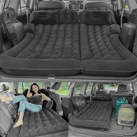 Matelas gonflable pour voiture, SUV et camping, avec 2 coussins et pompe (noir) (1/5)