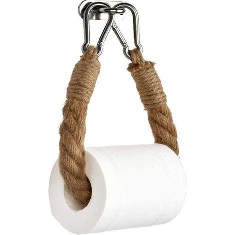 Porte-serviettes corde chanvre vintage, Porte-papier toilette avec vis déco rétro salle bain cuisine (1/4)
