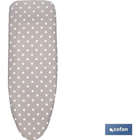 Housse de planche à repasser matelassée extensible à pois 135x53cm en coton gris et blanc