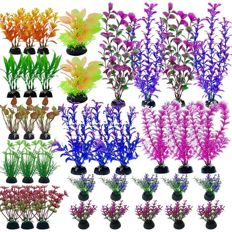 37 PCS Plantes D'aquarium Plastique Décoration, Mixte Plantes Aquatiques Décor Plante Aquarium Artificiel pour Que Les Poissons Se Cachent Aquarium Decoration (1/5)