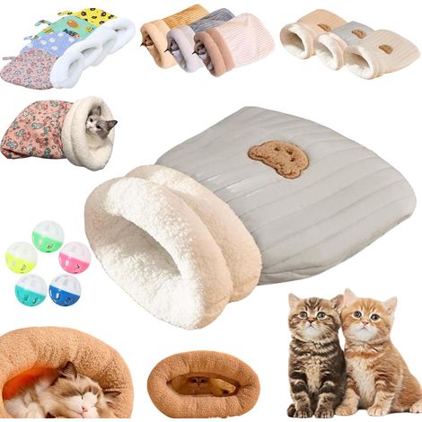 1 Sac De Couchage Pour Chat, Douillet Et Chaud, Grand Ouverture, Plush Confortable, Hiver Intérieur