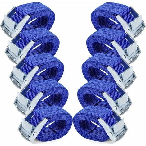 1M×2.5cm Tie Down Straps - 10pcs Ratchet Straps with Cam Buckle Adjustable Rustproof Alloy Quick Release Lashing Straps, Blue (1/5)