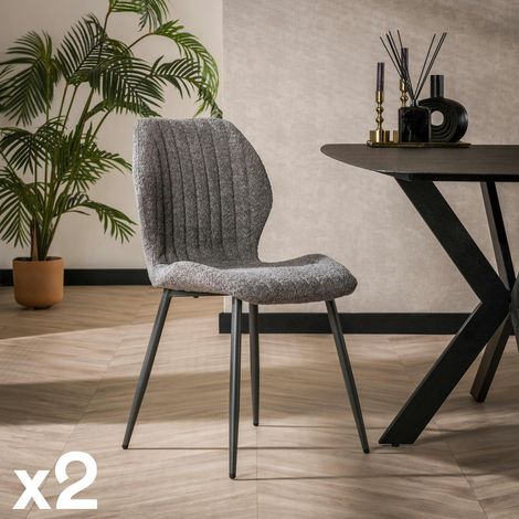 Chaise en bouclette grise à rayures (lot de 2) GALWAY (1/3)