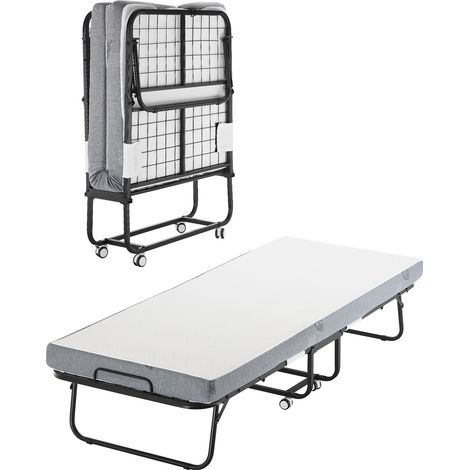 Cadre en métal et matelas mémoire 10 cm, lit d'appoint pliant 79 x 190 cm pour maison, invités ou camping (1/5)