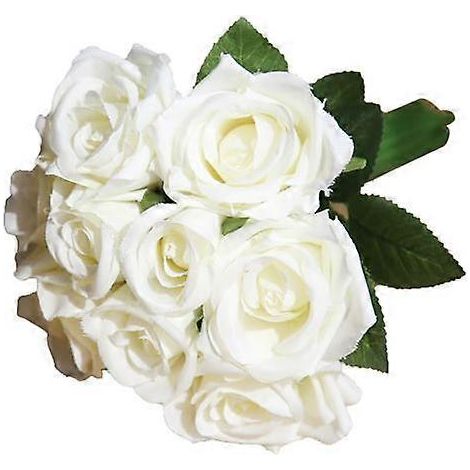 bouquet de roses artificielles, composition florale pour table, décoration de fête ou de mariageblanc (1/5)