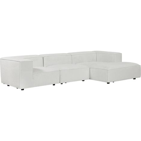 Divano angolare destro modulabile in velluto a coste beige - RUZOLO (1/5)