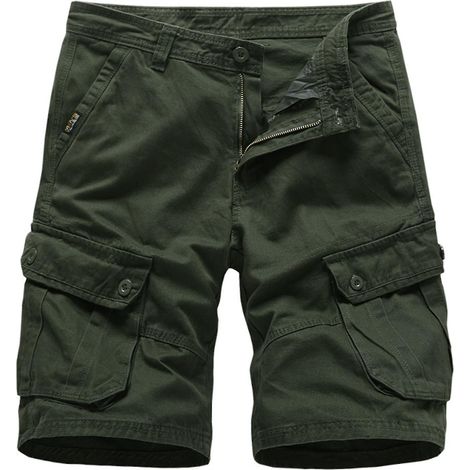 Short homme zippé ample multipoches, pantalon d'été - Taille M - Vert armée (1/5)