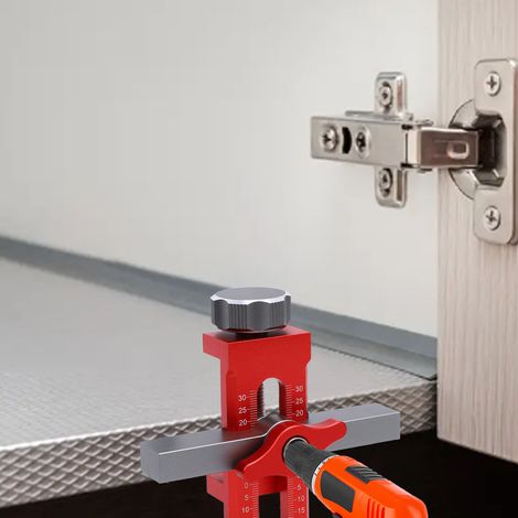 Plantilla de montaje para puerta de cocina [Aluminio] + [Ajustable] + [Precisa] + [Herramienta de posicionamiento para montaje de puerta de cocina] + [Herrajes para plantilla de montaje de puerta de c (1/5)