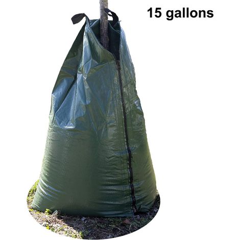 Sac d'arrosage pour arbres de 15 gallons, sac d'arrosage robuste à diffusion lente, sac d'eau pour la plantation, sac d'irrigation goutte à goutte portable pour arbres, idéal pour les jeunes plants (1/5)