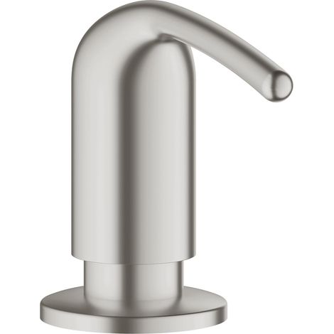 1 Distributeur de savon, réservoir 0,4 L, finition chrome, pour salle de bain et cuisine