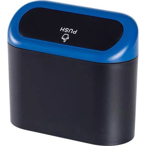 2x piccoli cestini per auto, cestini per auto con coperchio, cestini per auto impermeabili, contenitori portatili da appendere per auto, per ufficio in auto (blu)