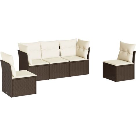 Maison Exclusive - Set comedor de jardín 5 piezas y cojines ratán (1/3)