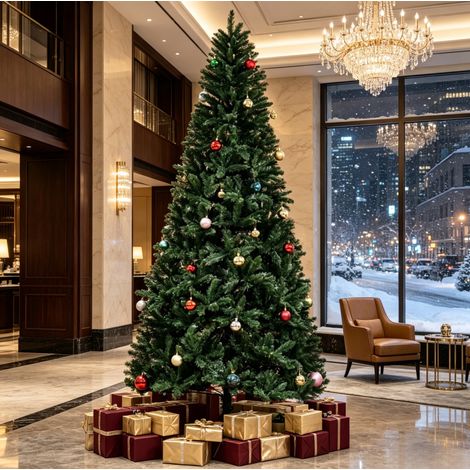 Albero di Natale artificiale Nordmann 240 cm verde, 1499 rami in PVC con base in metallo (1/5)
