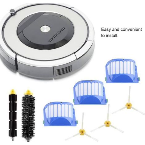 Kit Brosse Filtre Air - Pour Aspirateur Robot Roomba Serie 500 600 700 800 900 - Nylon - 3 Brosse Latérale 2 Brosse Batteur 3 Filtre (1/4)