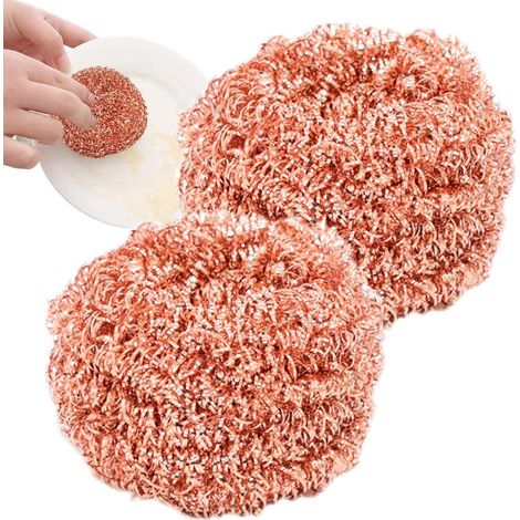Paquet de 2 épurateurs en Fil de cuivre – Tampons à récurer Anti-Rayures Pour casseroles, poêles, évier, cuisinière et lave-vaisselle, fournitures de nettoyage de cuisine robuste (1/4)