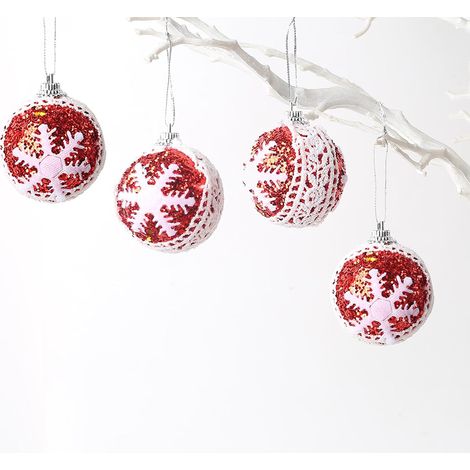 Lot de 16 boules de Noël rouges à paillettes - Décoration délicate pour sapin de Noël, fête de mariage (rouge) (1/4)