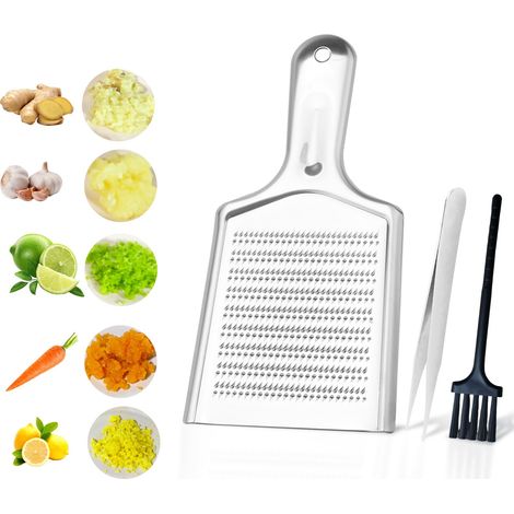 Grattugia da cucina per agrumi, grattugia manuale per parmigiano, cioccolato, zenzero, cocco, noci e rafano in acciaio nero e inossidabile