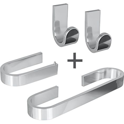Kit de 4 accessoires salle de bain MATERIA en aluminium brillant éloxé chromé - avec adhésif 3M - Koh-I-Noor (1/5)