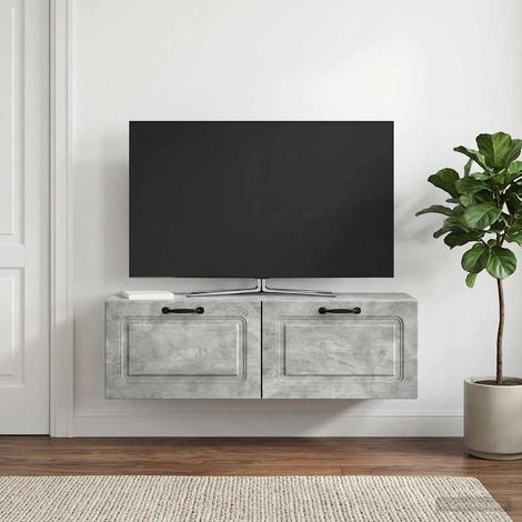 vidaXL Wall-Mounted TV Cabinet Concrete Grey 98 x 31 x 30 cm (1/5)