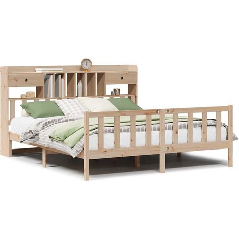 Maison Exclusive - Massivholzbett mit Regal ohne Matratze 180x200