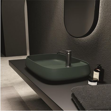 NUR 60x40 Bleu mat. Sans Bonde. 1 trou. Sans Siphon (1/5)